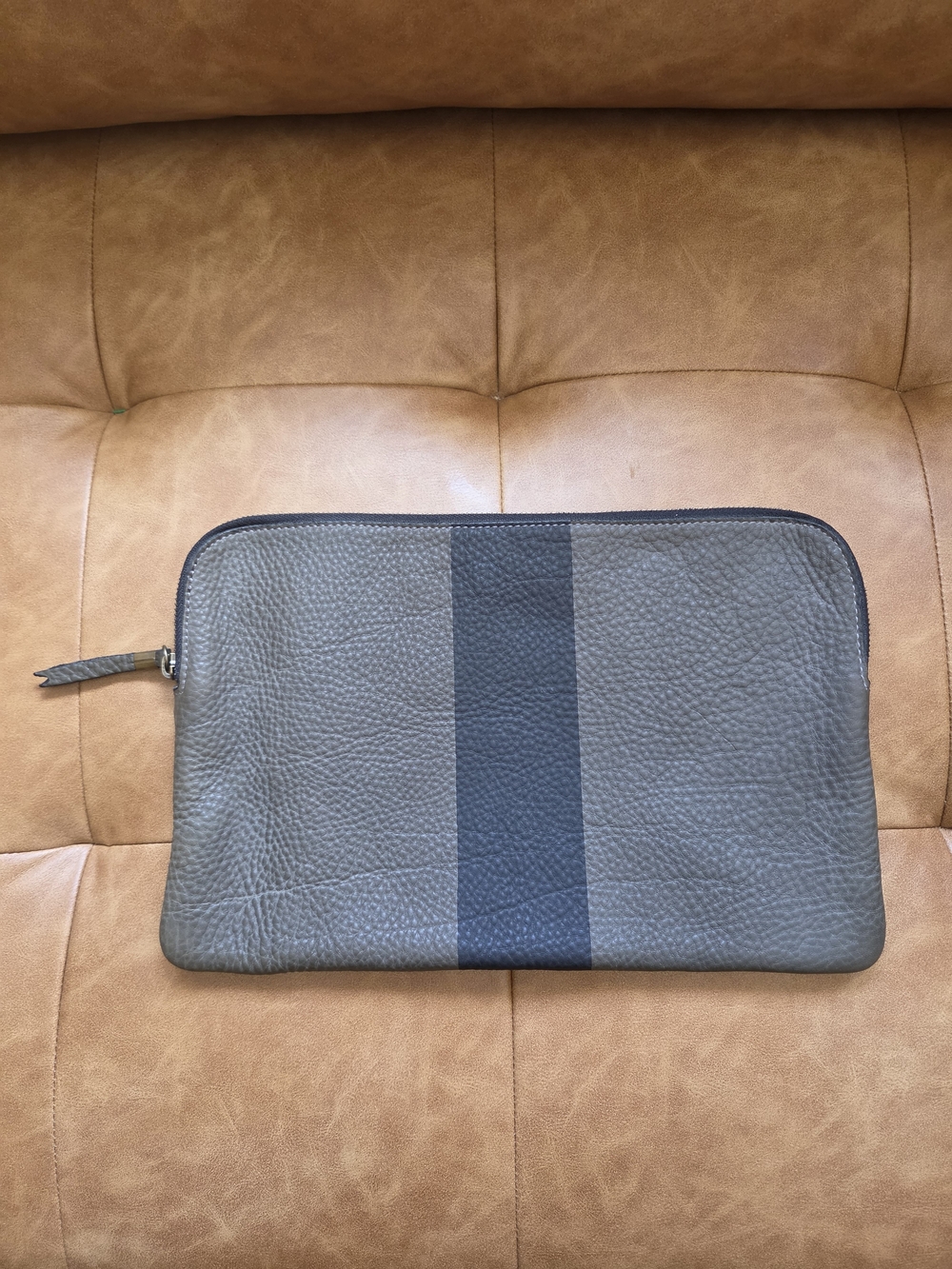 Madewell Brown Black Stripe Leather Clutch